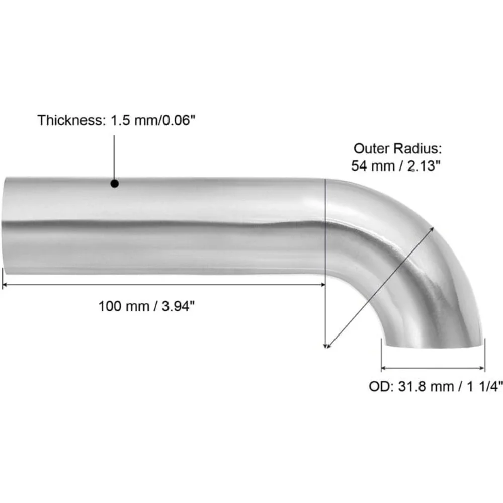 PATIKIL 90 Degree Mandrel Bend Elbow, 1 1/4inch OD Sanitary Exhaust Elbow Exhaus